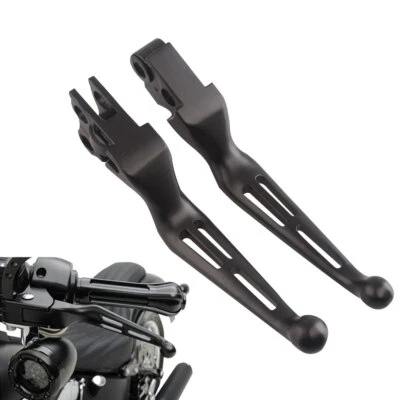 Palancas de freno y embrague ranuradas negras piezas de control manual para Harley Davidson 96-14 Foto 1 de 4