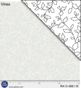Ramblings Leaf Vine White on White Cotton quilt fabric P&B Textile BTY - Picture 1 of 13