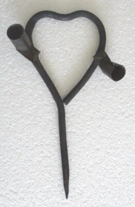 ANTIQUE VINTAGE MINERS HEART CANDLESTICK HOLDER STICKING TOMMY FOR TWO CANDLES - Picture 1 of 9