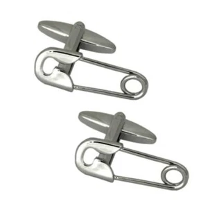 SAFETY PIN CUFFLINKS Funny Novelty New Dad Father Diaper Changing NEW w GIFT BAG - Picture 1 of 4