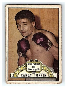 Tarjeta de boxeo 1951 Topps Ringside 10 Randy Turpin Hof en muy buen estado - Imagen 1 de 2