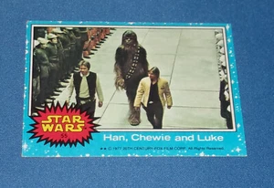1977 Topps Star Wars Trading Card Series 1 Blue #55 Han, Chewie, and Luke - Picture 1 of 2