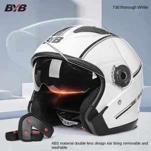 Casco Universal Cara Abierta Moto Scooter Abatible Doble Visera Impermeable - Imagen 1 de 14