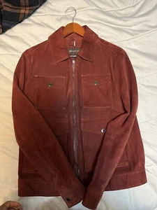 $800 Michael Kors Luxury Brick Red Suede Leather Jacket Small Fits Like Medium, - Picture 1 of 18