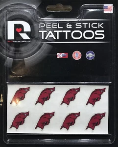 4 Arkansas Razorbacks 8 Pack Peel & Stick Fan Tattoos Face Decal FREE SHIP - Picture 1 of 5