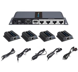 Up to 40M/131Ft,1x4 HDMI Extender Splitter Loop-out Over CAT6/6a/7 With IR EDID - Picture 1 of 10