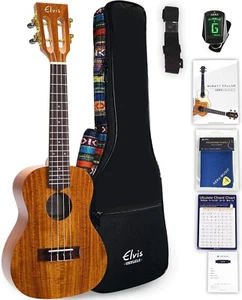 ARIA ELVIS K100C concert size ukulele, Koa wood, slotted head New From Japan - Picture 1 of 15