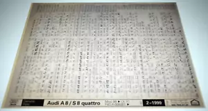 AUDI A8/S8 QUATTRO MODEL 99 on (X-Y) PARTS CATALOGUE ON MICROFICHE FEB.99 - Picture 1 of 2
