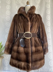 Cappotto pelliccia visone vintage marrone/abbronzatura taglia grande - Foto 1 di 21