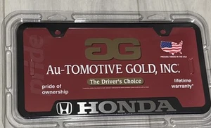 HONDA License Plate Frame Stainless Steel BLACK-Automotive Gold - Picture 1 of 2
