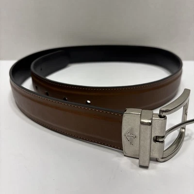 Cinturón de cuero marrón con hebilla plateada Dockers para hombre talla M 34-36 Foto 1 de 4