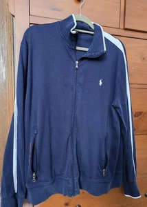Polo Ralph Lauren Trainingsjacke Größe Large marineblau durchgehender Reißverschluss Kragen Pony  - Bild 1 von 14