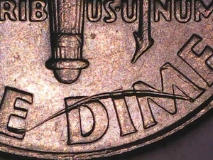 2005 P Roosevelt Dime Strike Through on Reverse!  Dime Error Strike through - Picture 1 of 6