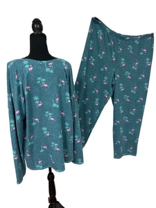 ELLEN TRACY Woman Plus SZ 1X/1T/1X Jogger Lounge Set / Pyjama Schlafanzug Flamingos - Bild 1 von 4