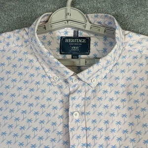 Report Collection Shirt Men 2XL XXL Muted Pink Palm Tree Heritage 4 Way Stretch - Picture 1 of 11