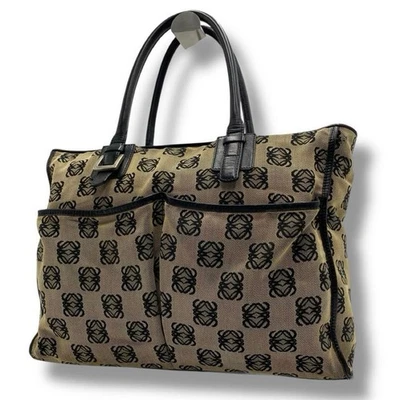 Bolso de Mano LOEWE Anagrama Repetición Algodón Nylon Cuero Hombro Beige De Colección Japón Foto 1 de 4