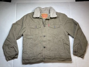 Levis Sherpa Lined Corduroy Trucker Jacket Youth Boys Med 10-12 Yrs Beige Faded - Picture 1 of 11