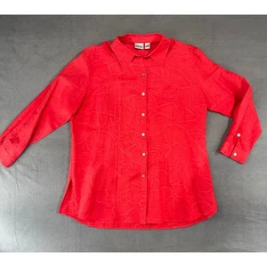 Chicos 3 XL Leinenmischung korallenrot Langarm Knopf Bluse Shirt Oberteil Sommer - Bild 1 von 6