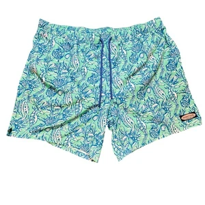 Vineyard Vines Swim Trunks Sea Life Print Blue Green Mens  2XL Lined NWT - Picture 1 of 10