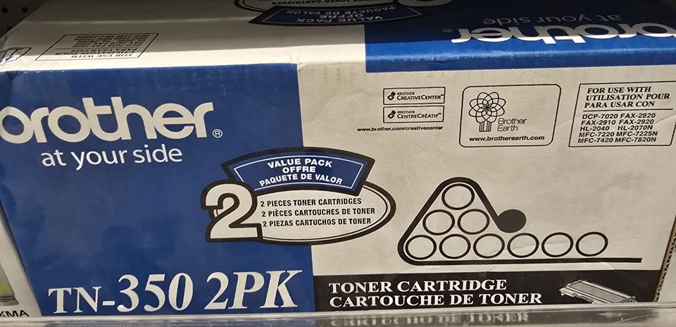 Genuine Brother TN-350 Toner Cartridge Black 2 cartridge In One Box - Image 1 of 1