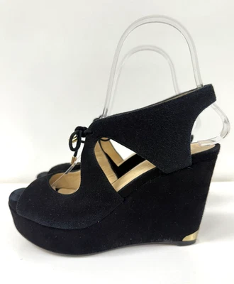 Jimmy Choo Black Suede Nayeem Platform Wedge Heels Size 35.5 - 5/5.5 - Image 1 of 4