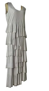 ASHRO dress XL  Asymmetrical Tiers A-line  White Pearl Sleeveless NWT - Picture 1 of 23