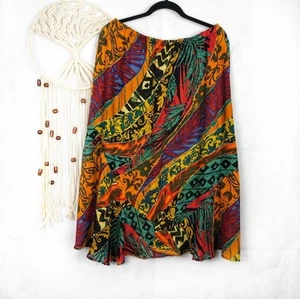 Chico's Vintage Floral Abstract Skirt 100% Silk Size 3 NWOT - Picture 1 of 6