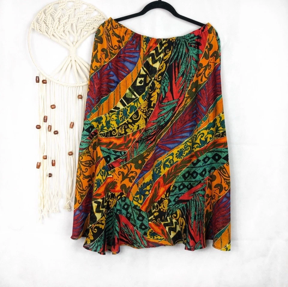 Falda abstracta floral vintage de Chico's 100 % seda talla 3 nueva sin etiquetas Foto 1 de 4