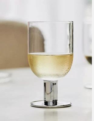 Anthropologie Bo Wine Glasses Clear Set Of 4 Silver Base.  Gucci Versace — 第 1/4 张图片