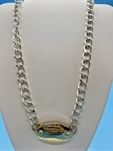 Liz Claiborne zweifarbig goldfarben oval Anhänger Schlüsselanhänger Halskette 16" Kette - Bild 1 von 13