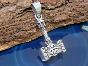 Colgante Masivo De Martillo De Thor 925 Plata De Ley Nudo Mjöllnir Vikingo Celta - Imagen 1 de 5