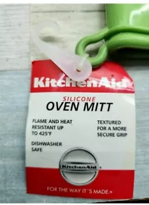 KitchenAid Logo Silicone Oven Mitt Green Hot Glove (ONE) - SAFE To 425⁰ - Picture 1 of 6