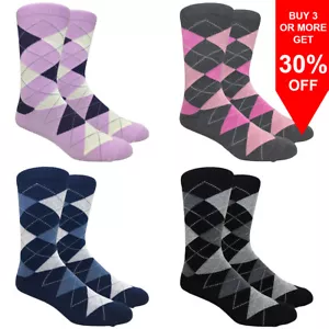 FineFit Herren große und große Argyle Baumwolle Anzugsocken Hochzeit verschiedene Farben - Bild 1 von 5