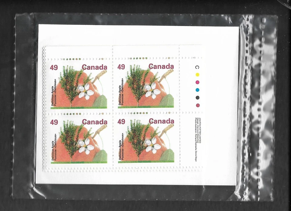 pk01627:Stamps-Canada PO Pack #1364 Delicious Apple 49 cent Plate Block Set-MNH - Image 1 of 1