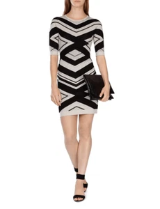 NWOT Karen Millen Striped Chevron Knitted Dress Size S Bodycon Cocktail - Picture 1 of 10
