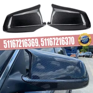 Side Mirror Cover Caps Carbon Black Fits BMW 5 Series F10 F11 2011-2013 Pre-LCI - Bild 1 von 8