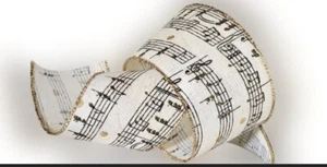 1.5" Music ribbon Wired ribbon~ Gold Edge Cream Ribbon~4 Yards~for bows wreaths - Picture 1 of 1