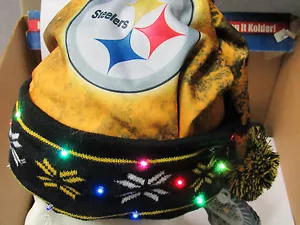 Pittsburgh Steelers Football LED Light up Winter Beanie SANTA HAT Cap tailgate - Picture 1 of 6