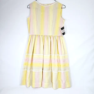 Vintage 1960s Carol Evans Dress 14 Juniors Yellow Pink Striped New with Tags - Picture 1 of 9