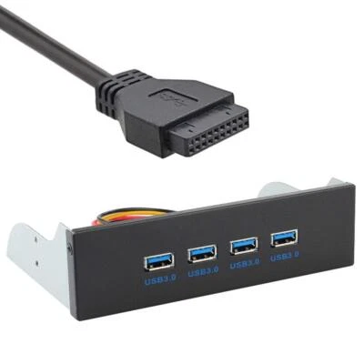 USB 3.0 Hub 4-Port Front Panel with 20-Pin Motherboard Header 5.25" Bay - Image 1 of 4