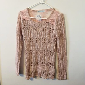 Maurices Open Knit Popover Sweater Casual Blush Pink Knitted Size S Cover Up NWT - Picture 1 of 8