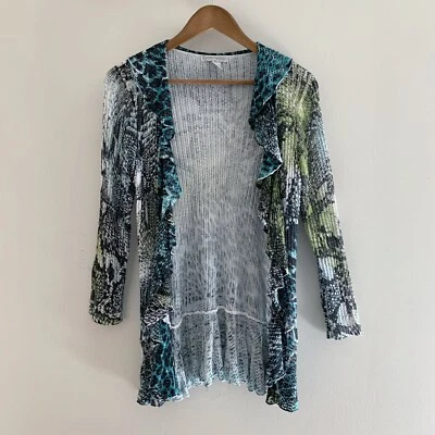 Suéter Cárdigan Alberto Makali Volantes Medio Frente Abierto Foto 1 de 4