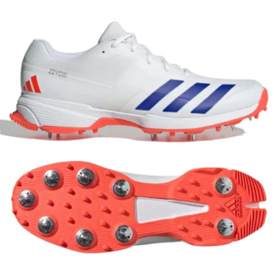 2024 Adidas Unisex 22YDS Spike IG6752 White Blue Red Cricket Shoes - Free P&P - Image 1 of 4