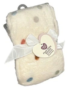 Parents Choice Polka Dots Plush Baby Blanket Off White Lightweight Colorful Dots - Picture 1 of 4