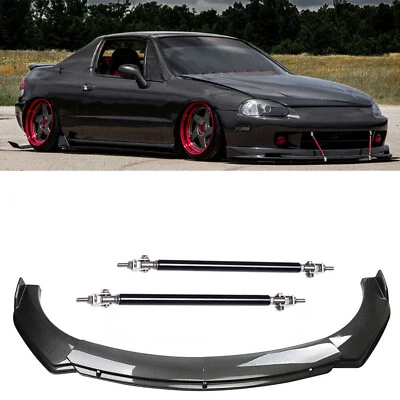 4Pcs Front Bumper Lip Splitter Spoiler Carbon Fiber For Honda Civic Del Sol - Imagem 1 de 4