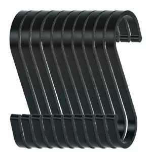 10x S-Haken Flach 8cm Aluminum Räucher Metall Fleischer Bad Küchen Haken Schwarz - Bild 1 von 8