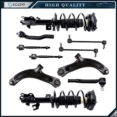 For 2007-12 Nissan Versa 10pc Front Struts Lower Control Arm Tierod Sway Bar Kit Foto 1 de 4