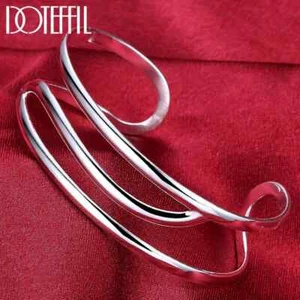 DOTEFFIL Bracciale Bracciale Tre Linee Argento Sterling 925 Moda Festa Gioielli - Foto 1 di 6