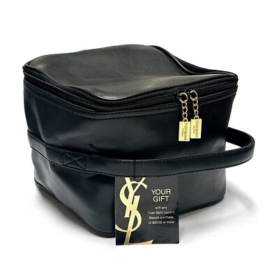 Yves Saint Laurent YSL Beaute A La Carte Trousse Black Makeup Cosmetic Bag 7x7x6 - Image 1 of 4