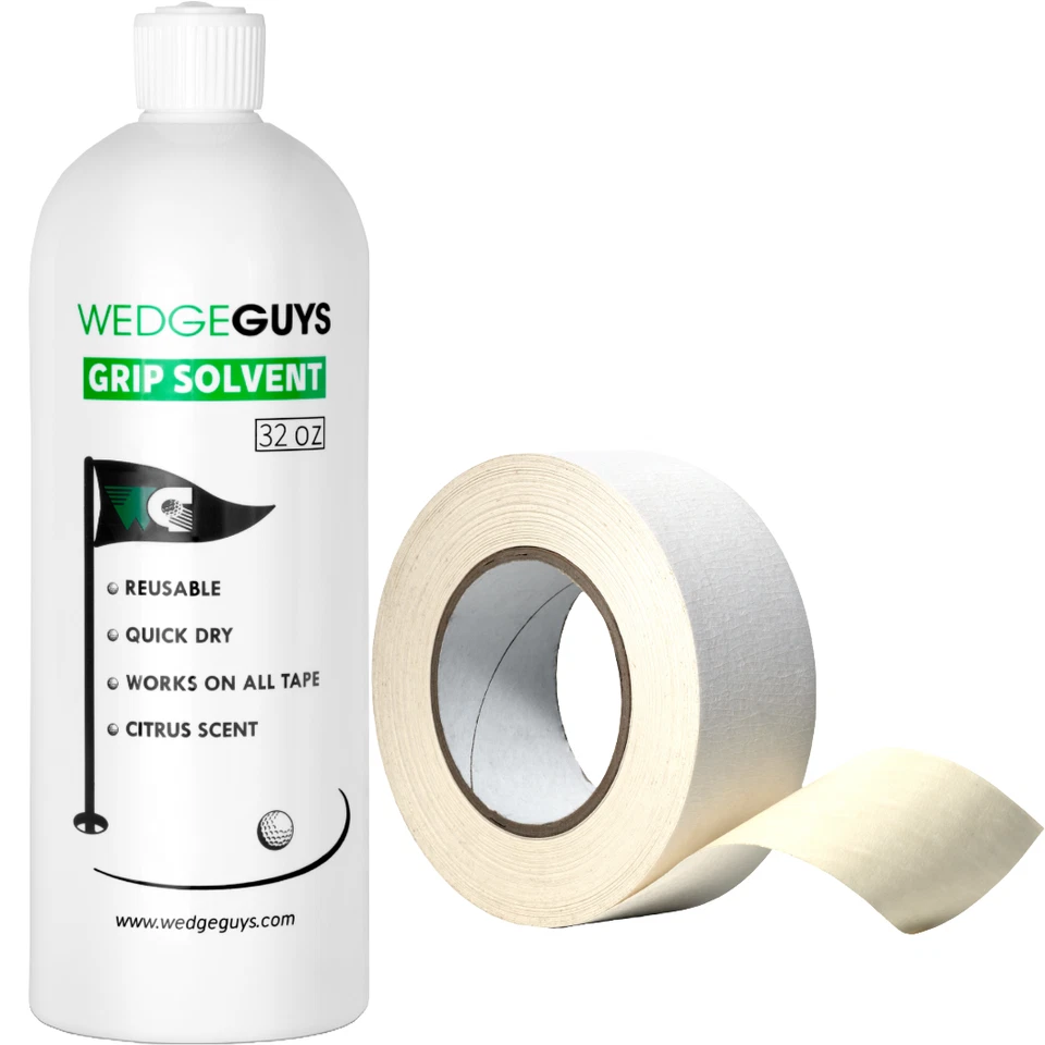 Golf Club GRIP KIT 32oz Grip Solvent + 2" x 18 yard Double Side Grip Tape Roll